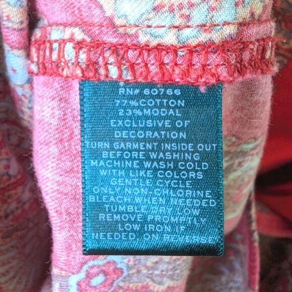Lauren Ralph Lauren Paisley Sleep Shirt Button Front Red Small - Picture 6 of 10